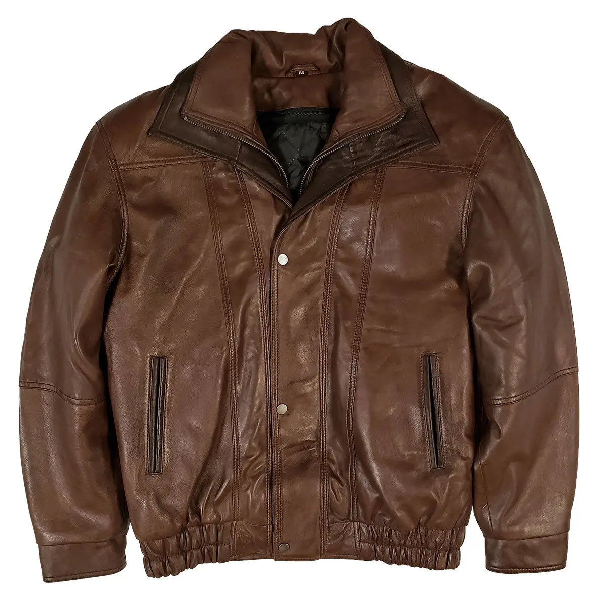 BOL Veste bomber en cuir à double col pour homme