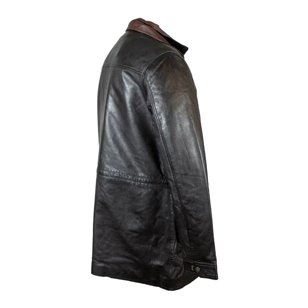 Manteau long bicolore à double col pour homme BOL | Veste en cuir