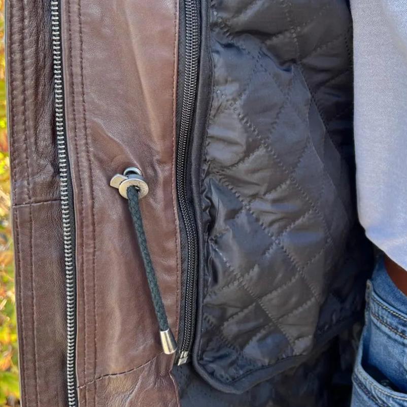 Manteau long bicolore à double col pour homme BOL | Veste en cuir