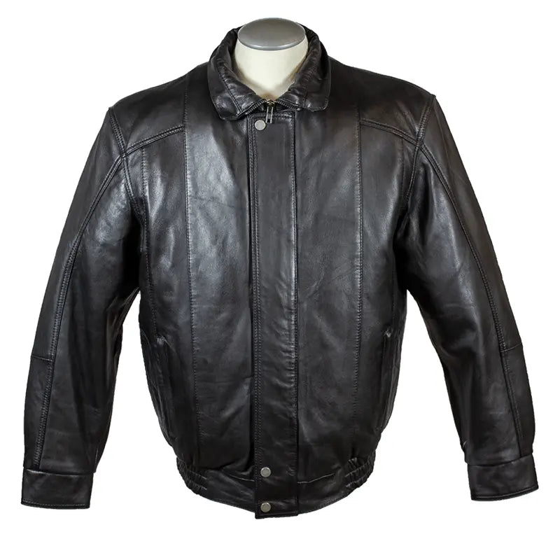 BOL Veste bomber en cuir à double poche pour homme