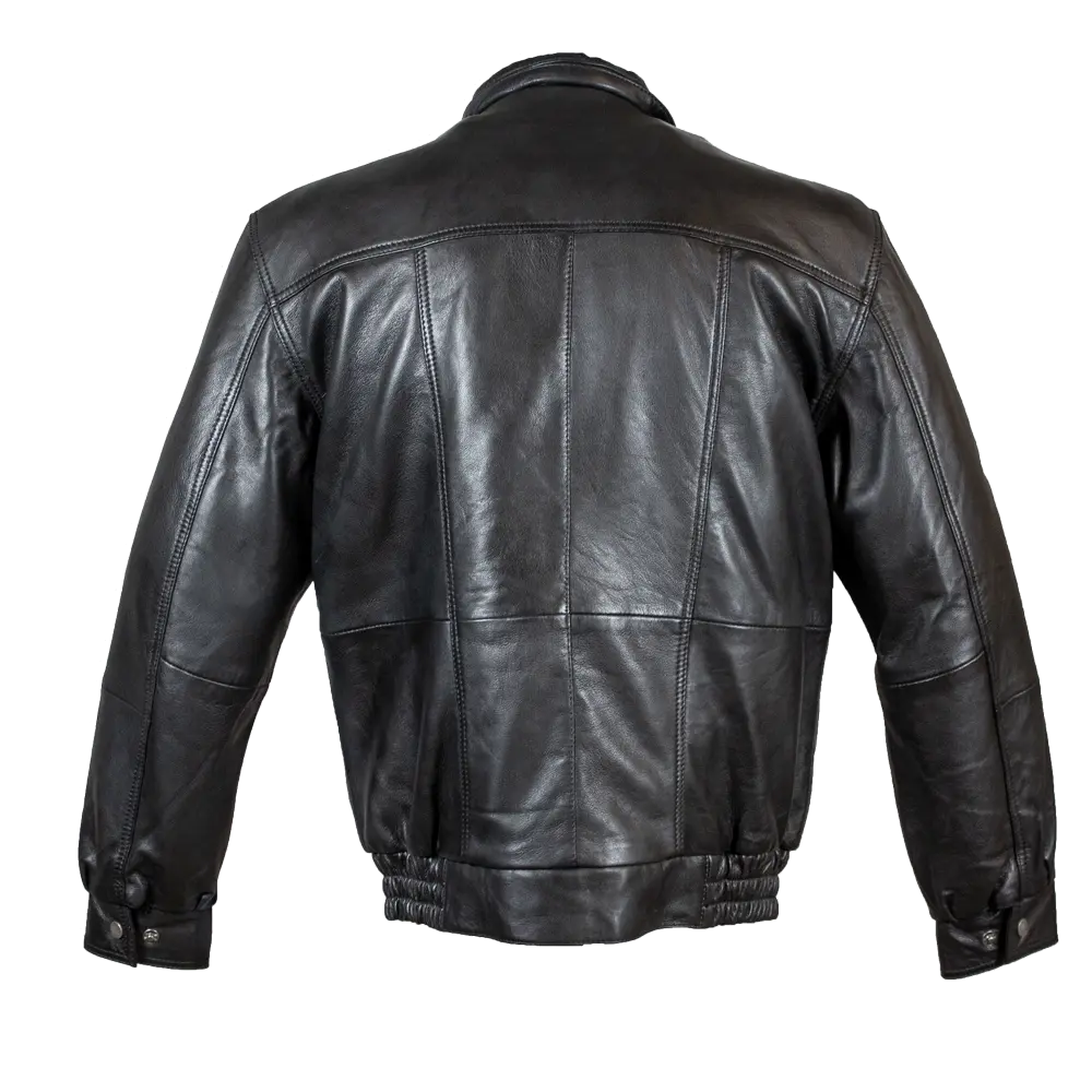 BOL Men's Double Pocket Leather Bomber Jacket