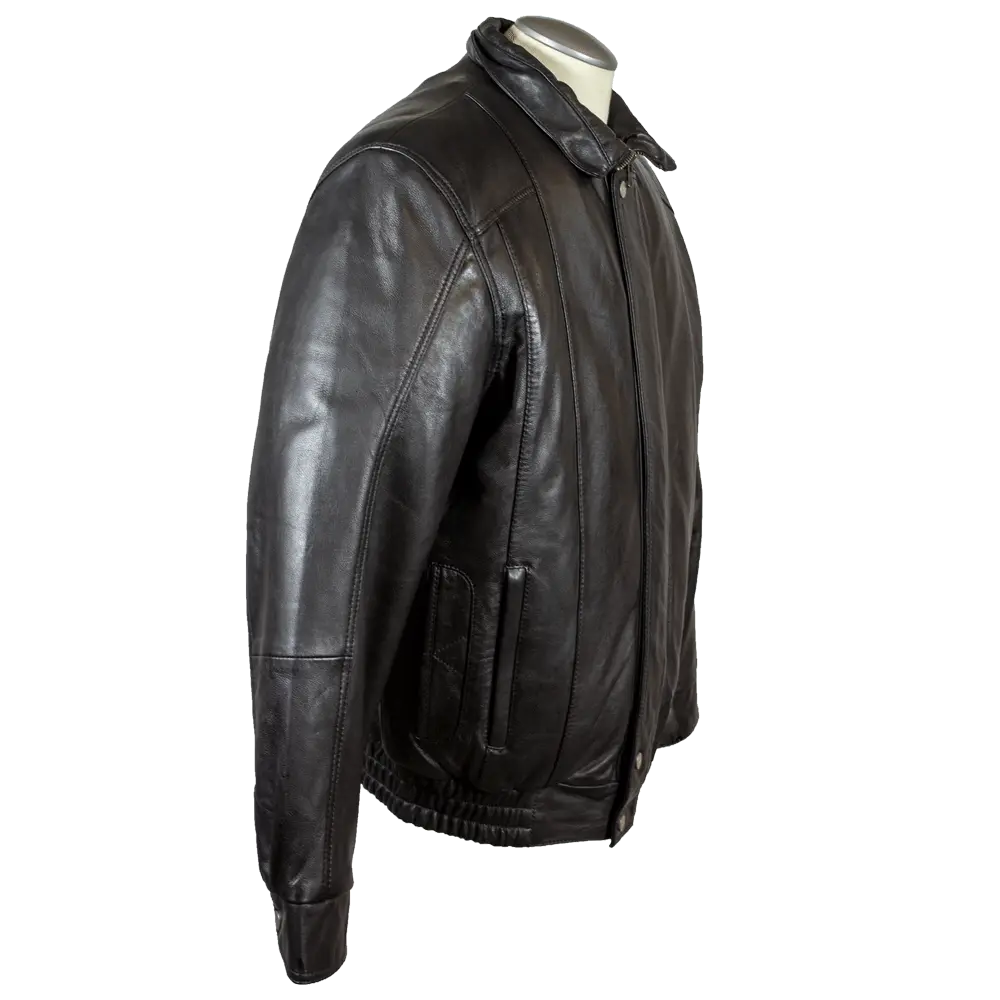 BOL Veste bomber en cuir à double poche pour homme