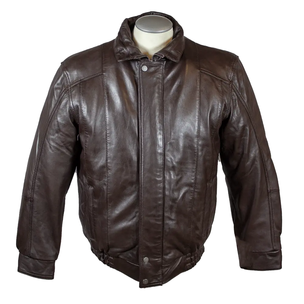 BOL Veste bomber en cuir à double poche pour homme