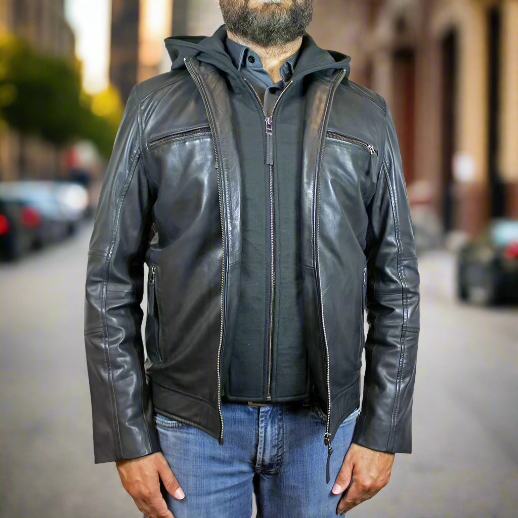Veste en cuir à capuche Eduardo pour homme de BOL
