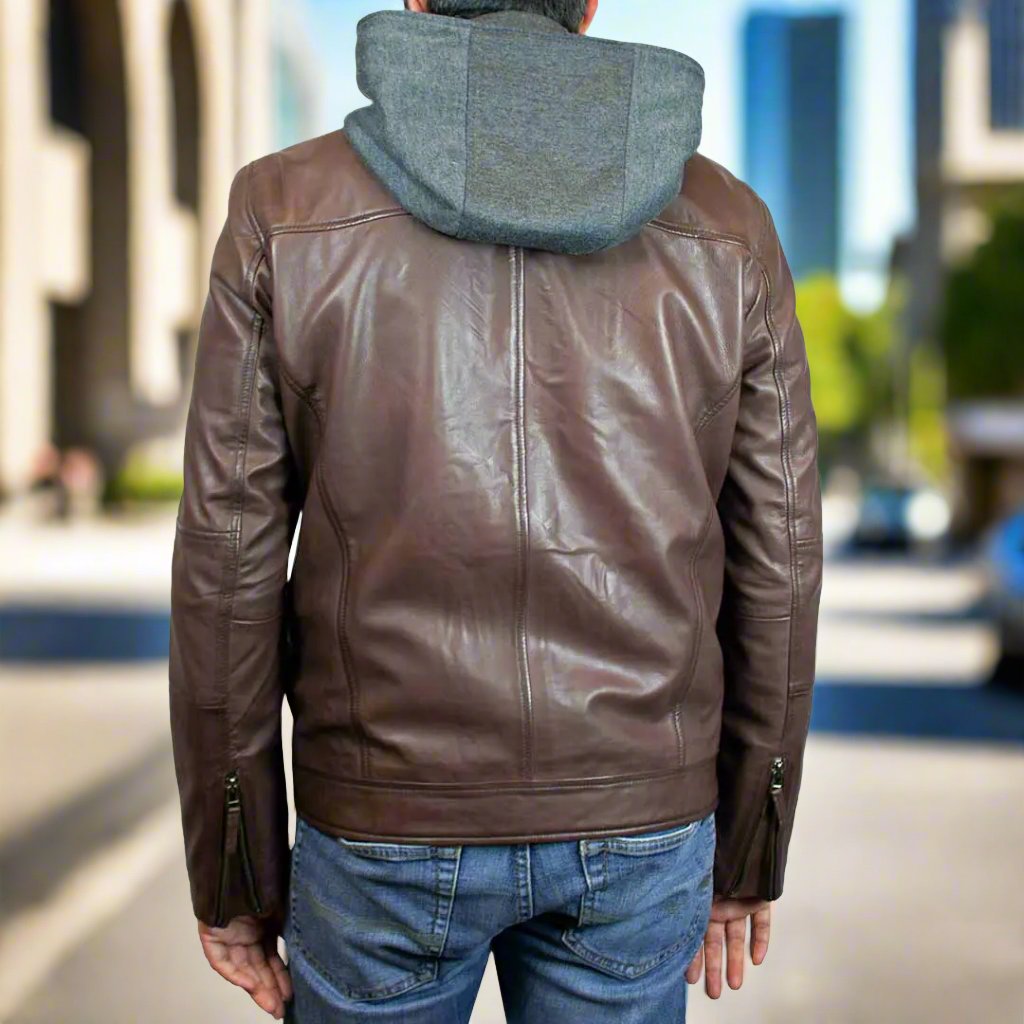 Veste en cuir à capuche Eduardo pour homme de BOL