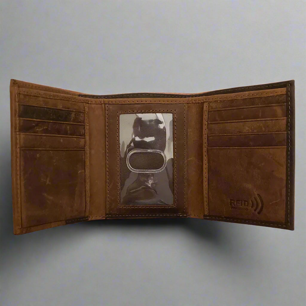 Portefeuille BOL pour homme en cuir bicolore à trois volets avec protection RFID