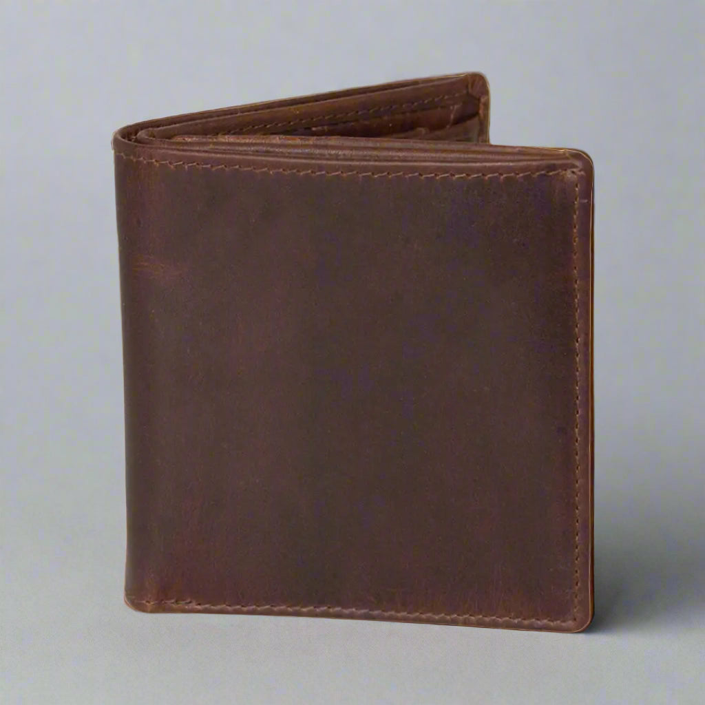 Portefeuille BOL pour homme, style vintage, en cuir, à trois volets avec poche à monnaie