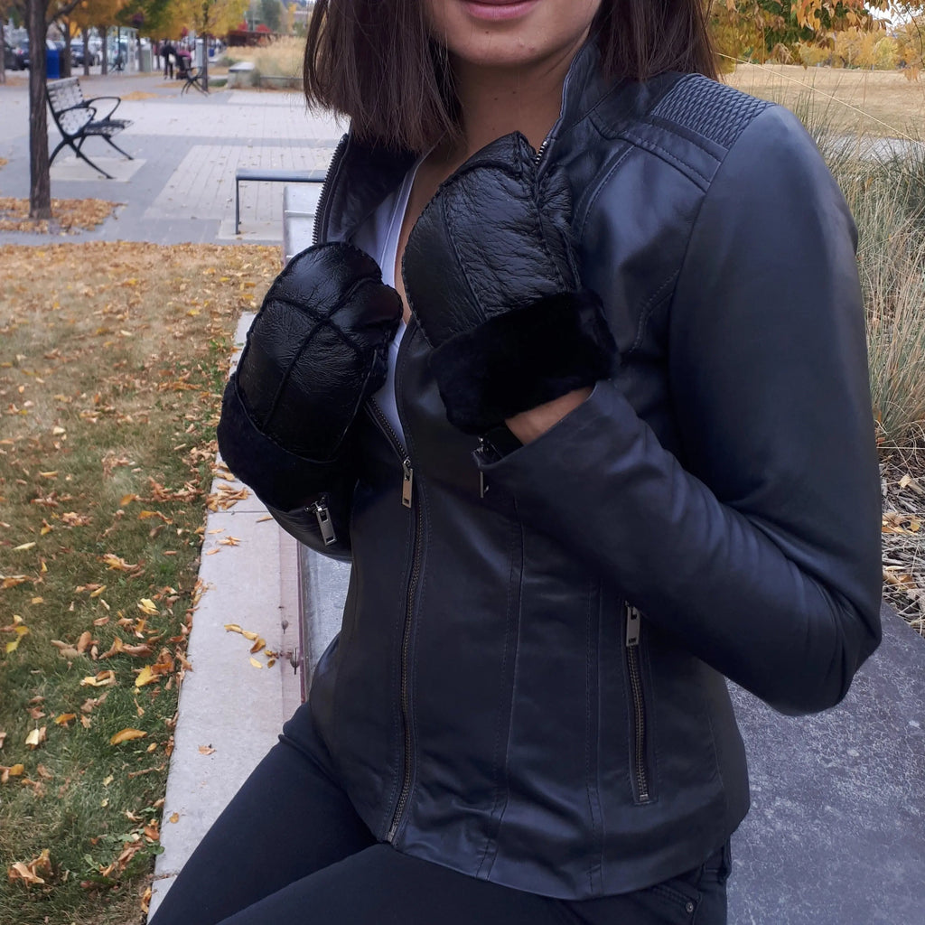 BOL Women's Basket Weave Accent Leather Jacket