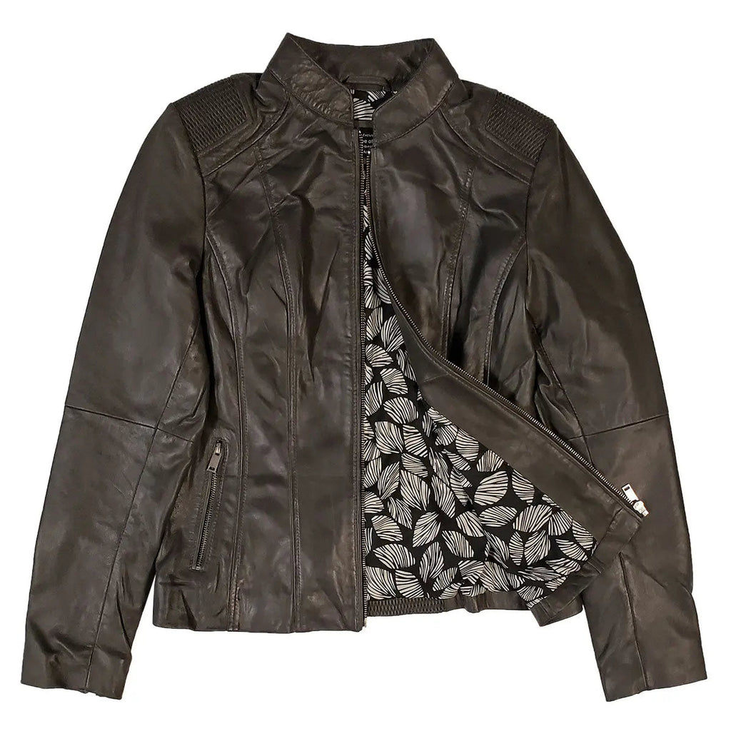 BOL Women's Basket Weave Accent Leather Jacket