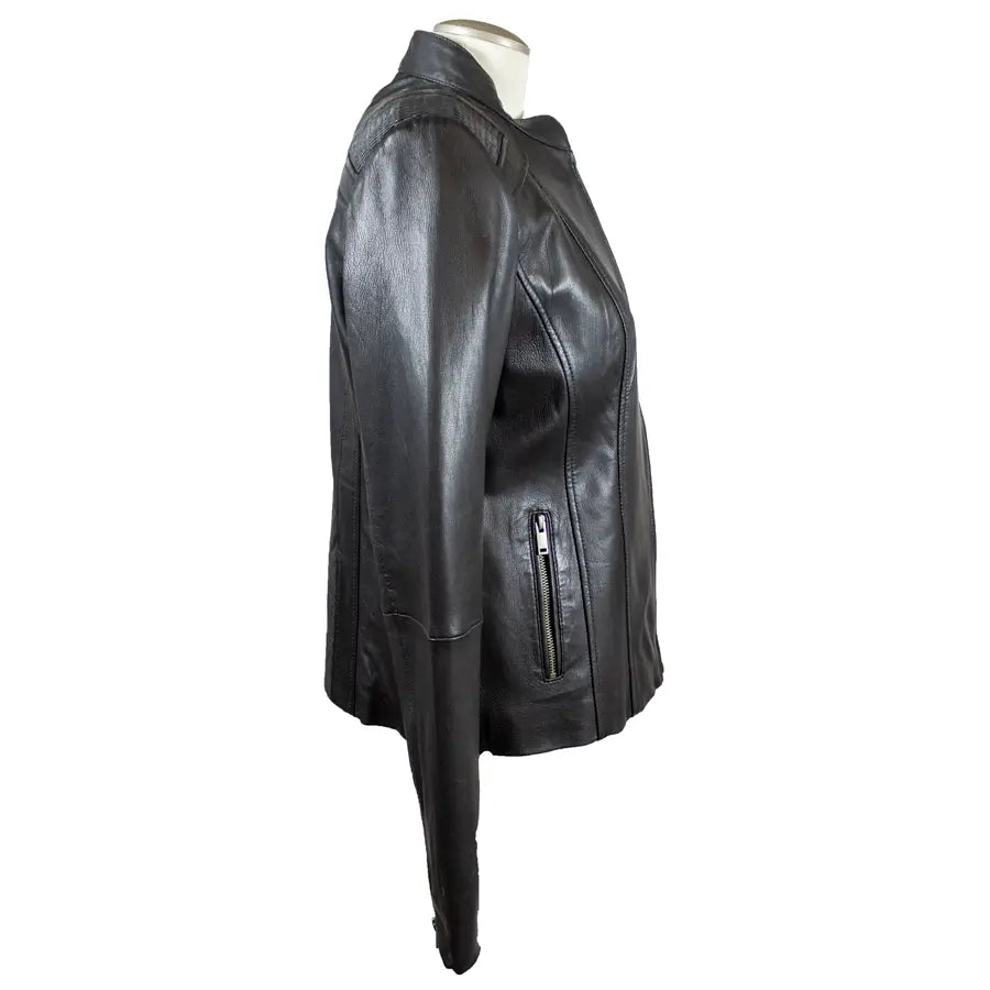 BOL Women's Basket Weave Accent Leather Jacket