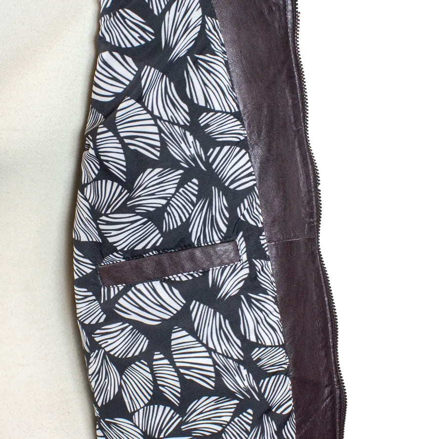 BOL Women's Basket Weave Accent Leather Jacket