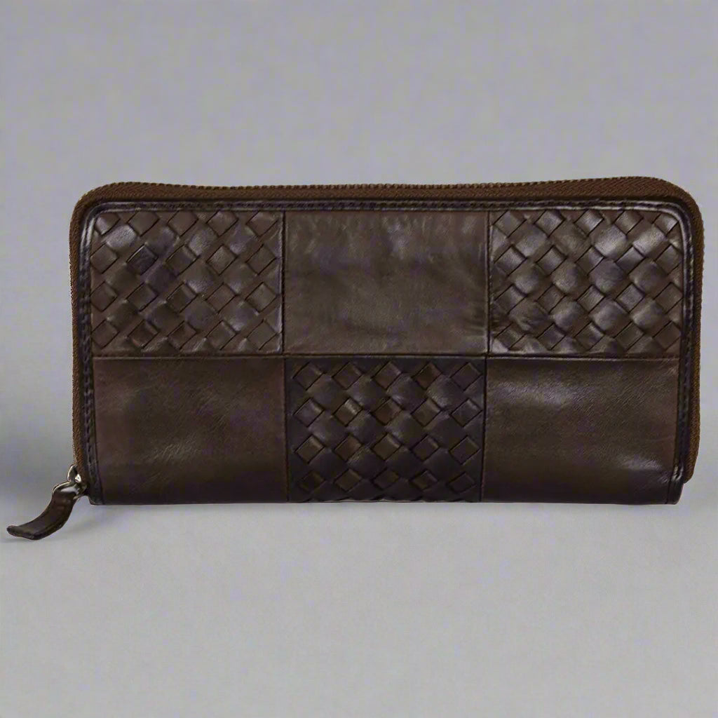 Pochette zippée en osier tressé pour femme BOL