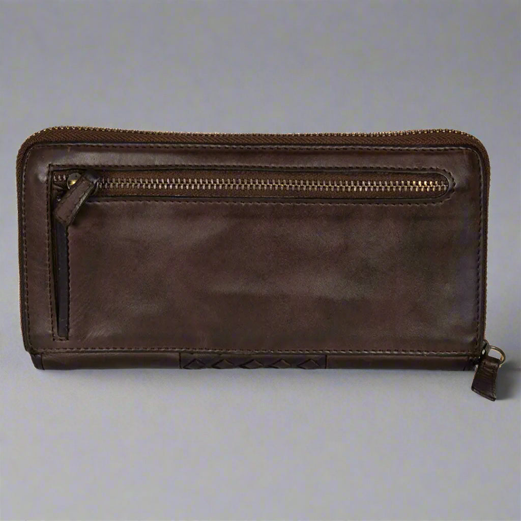 Pochette zippée en osier tressé pour femme BOL
