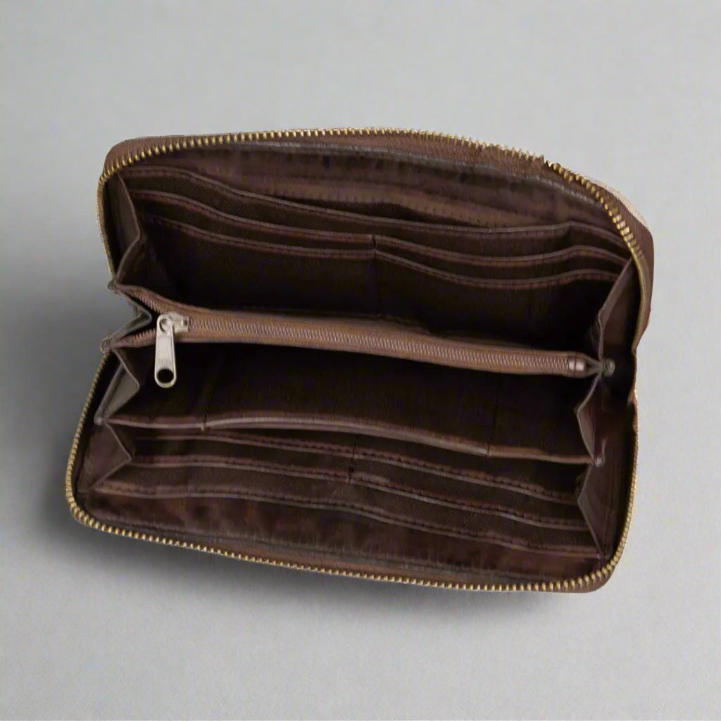Pochette zippée en osier tressé pour femme BOL