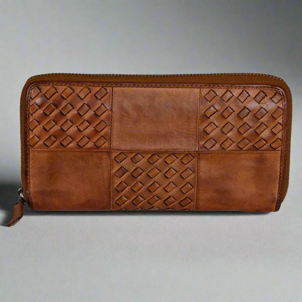 Pochette zippée en osier tressé pour femme BOL