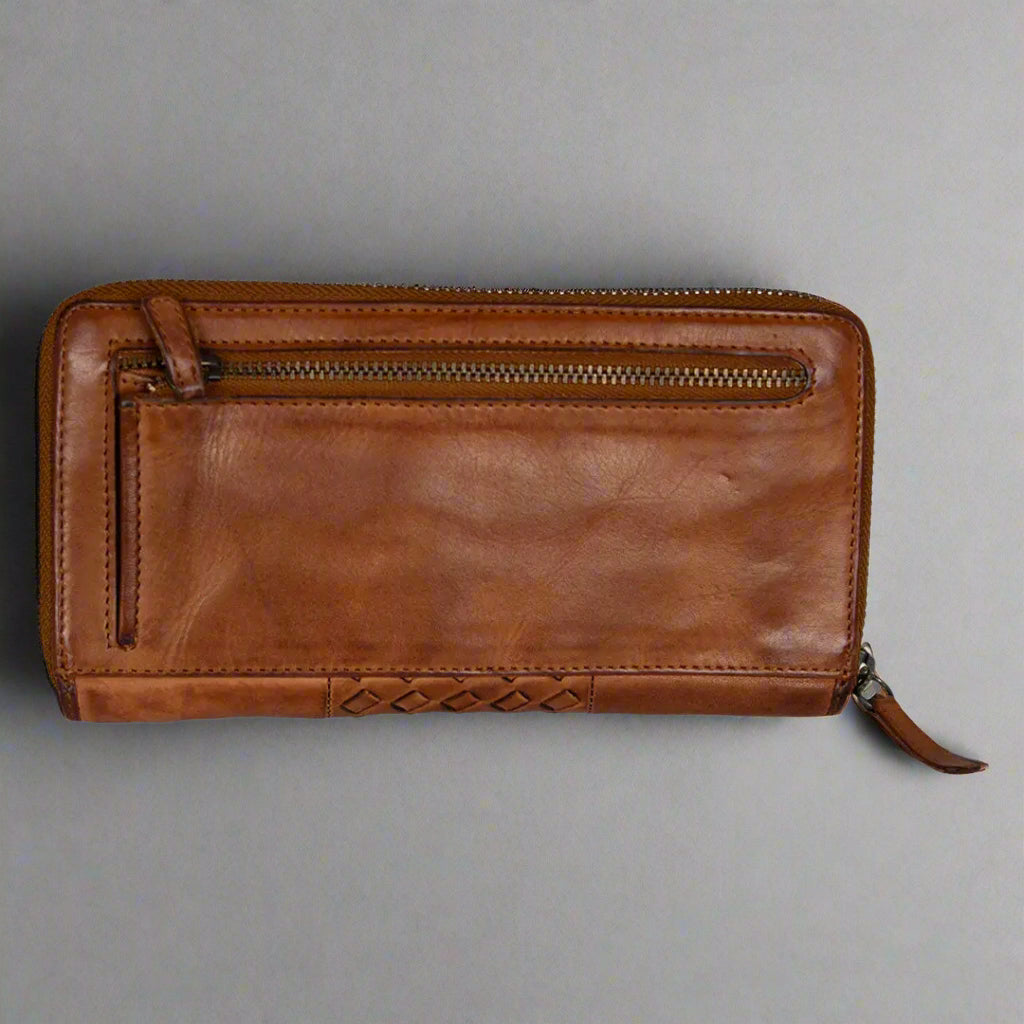 Pochette zippée en osier tressé pour femme BOL