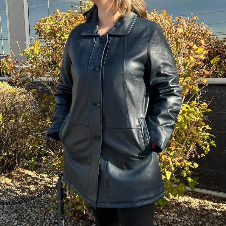 Veste en cuir boutonnée pour femme BOL