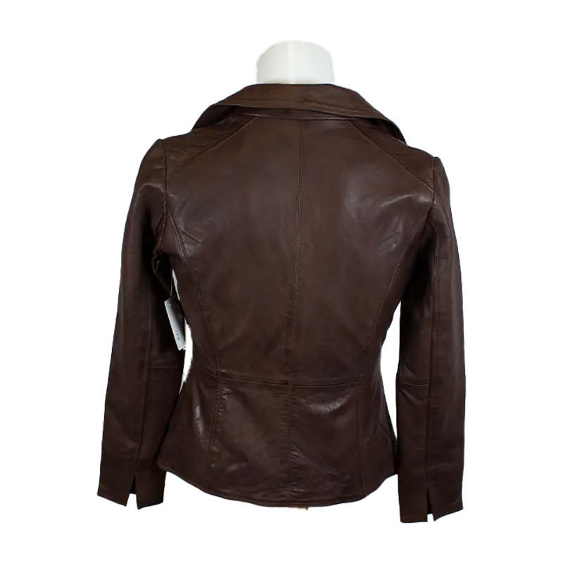BOL Women's Classic Open Collar Leather Jacket