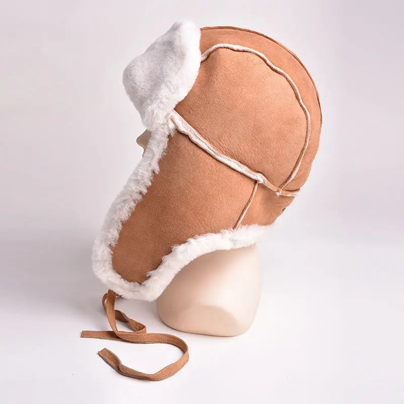 Casquette bomber en peau de mouton mérinos cousue main pour femme BOL