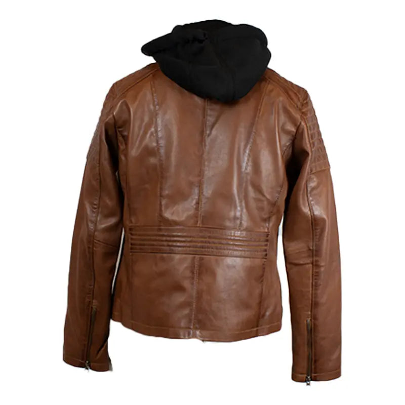 Veste en cuir à capuche pour femme BOL