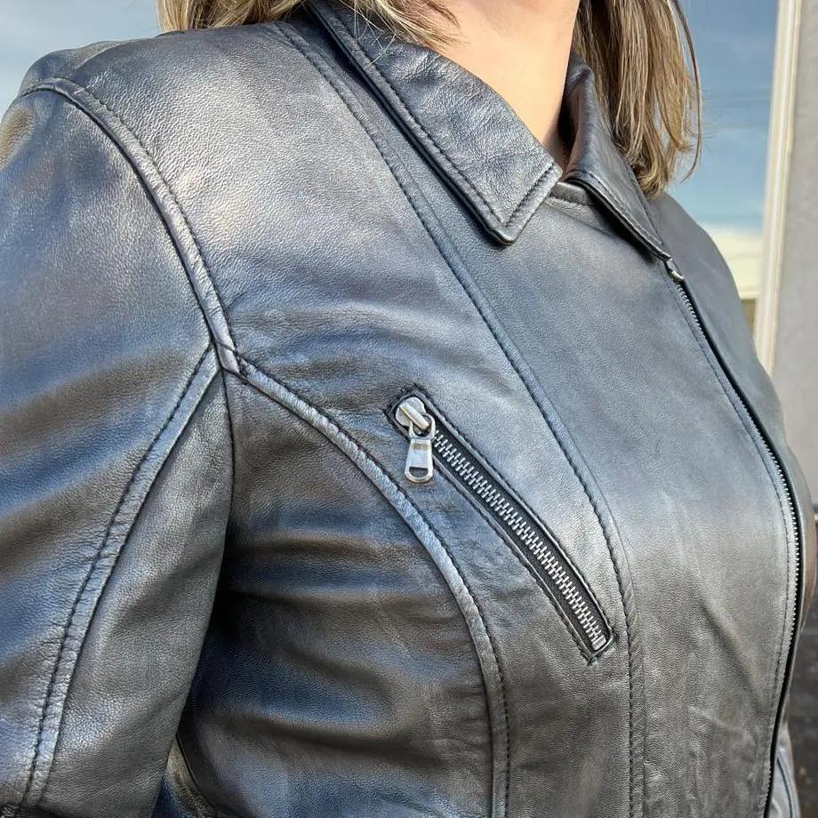 Veste de motard en cuir d'agneau pour femme BOL