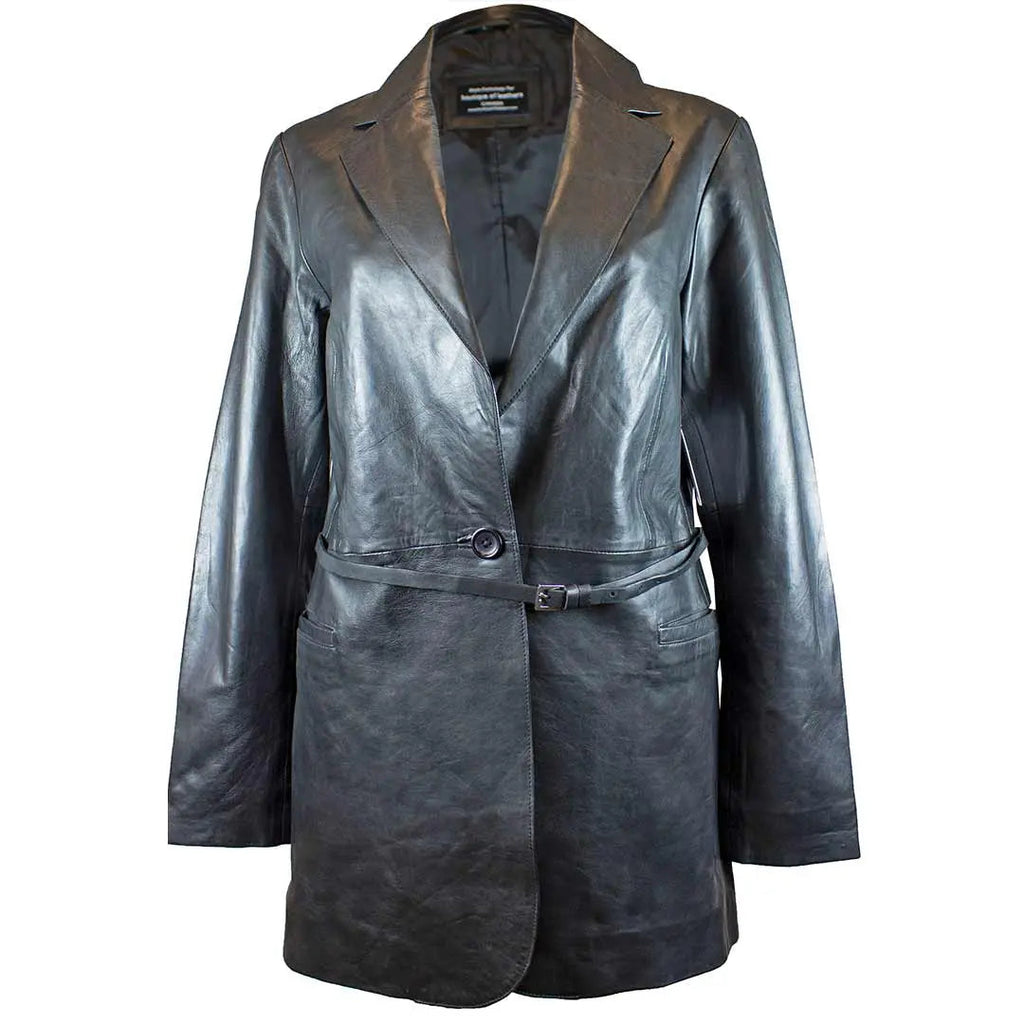 BOL Women's Leather Trench Coat with Adjustable Belt | Leather Jacket