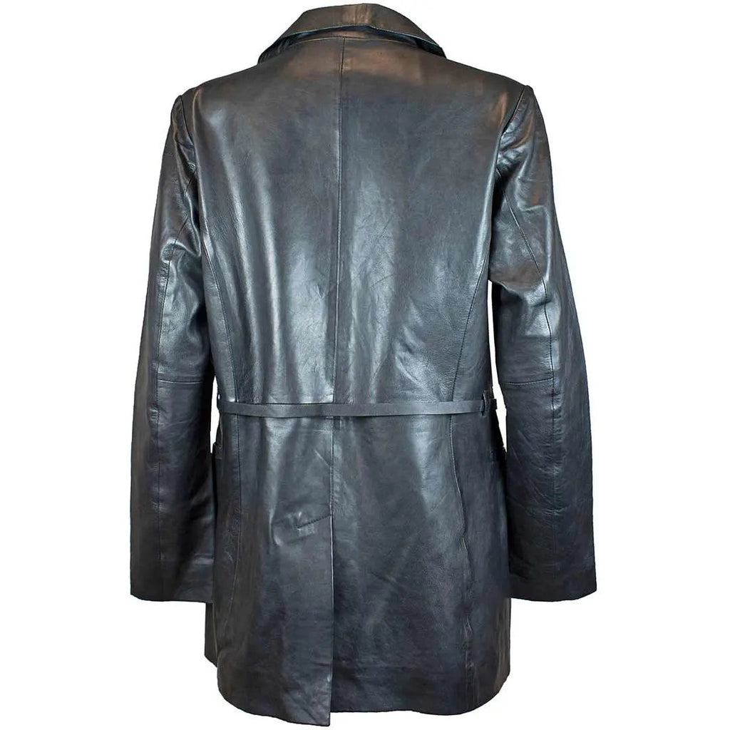 BOL Women's Leather Trench Coat with Adjustable Belt | Leather Jacket