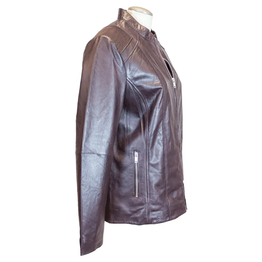 BOL Women's Paulina Ribbed Shoulder Leather Jacket