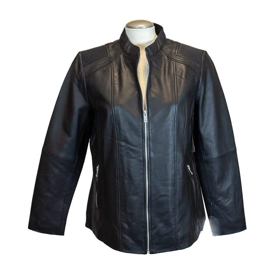 BOL Women's Paulina Ribbed Shoulder Leather Jacket