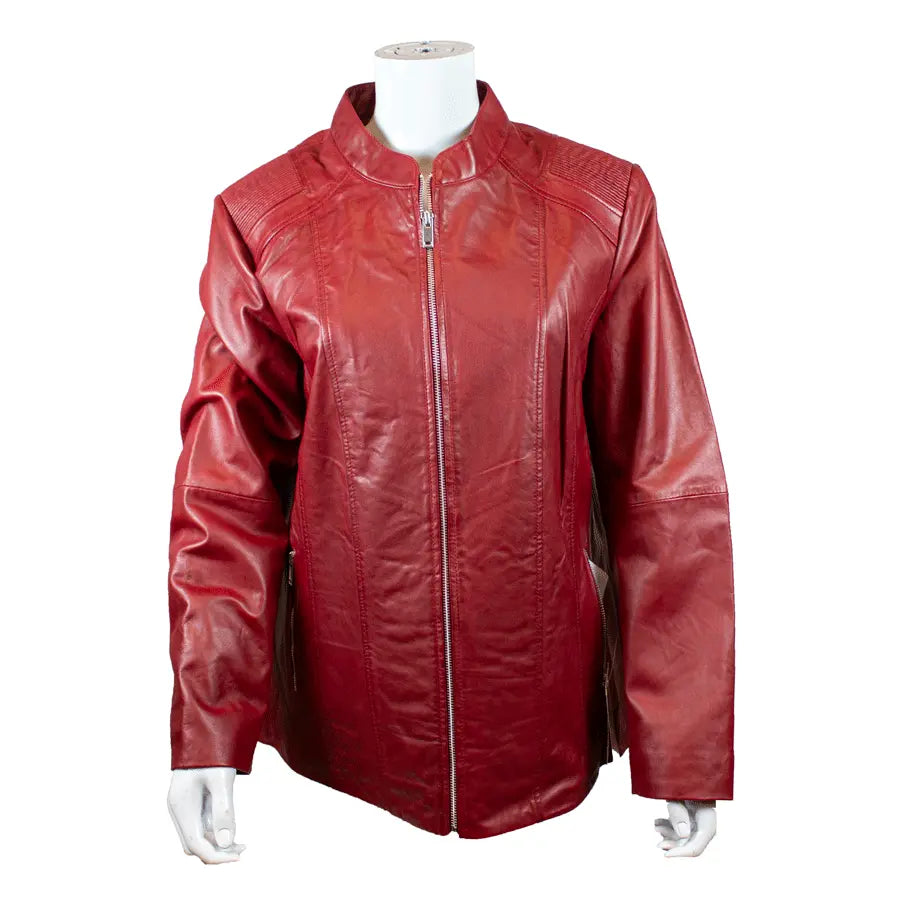 Veste en cuir à épaules côtelées Paulina pour femme de BOL