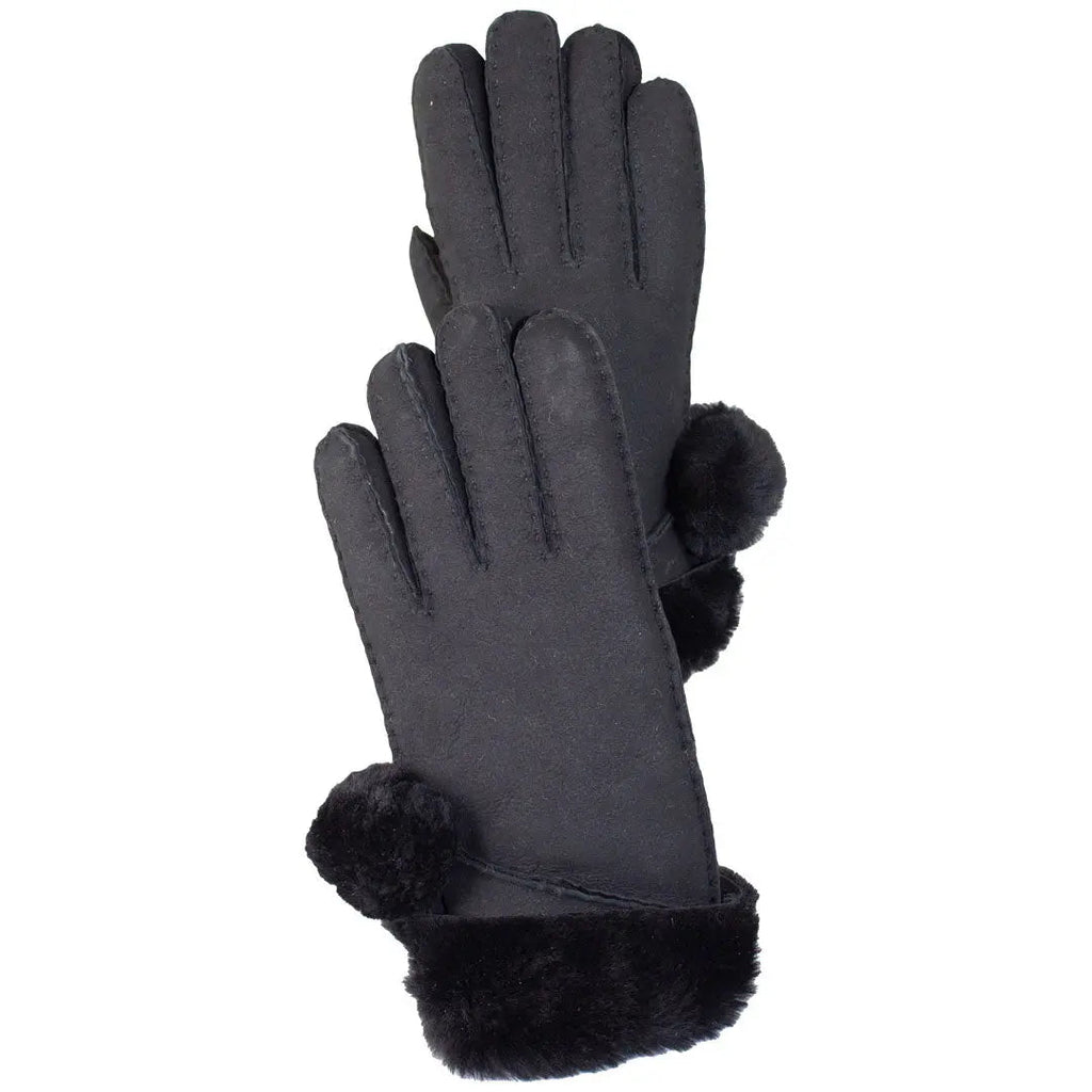Gants en peau de mouton mérinos cousus main avec pompon pour femmes BOL
