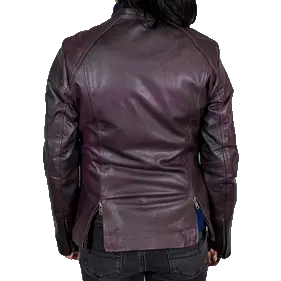 Veste de moto en cuir délavé violet pour femme BOL