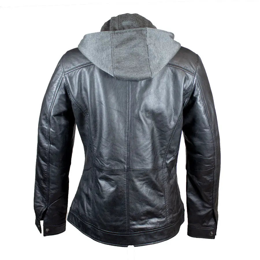 BOL Women's Removable Hood Leather Jacket