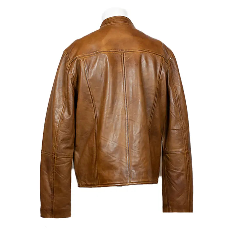 BOL Men's Snap Collar Lamb Leather Jacket