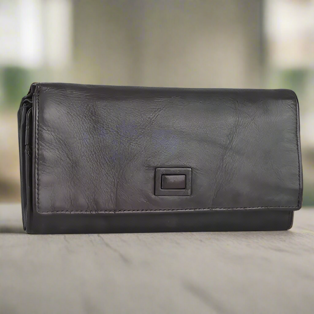 Portefeuille en cuir à languette carrée pour femme BOL