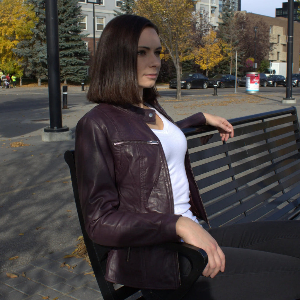 BOL Women's Zip Pocket Leather Jacket