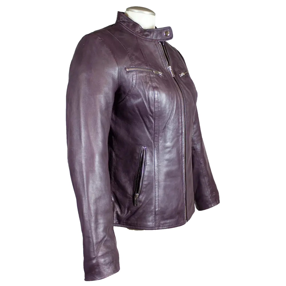 BOL Women's Zip Pocket Leather Jacket