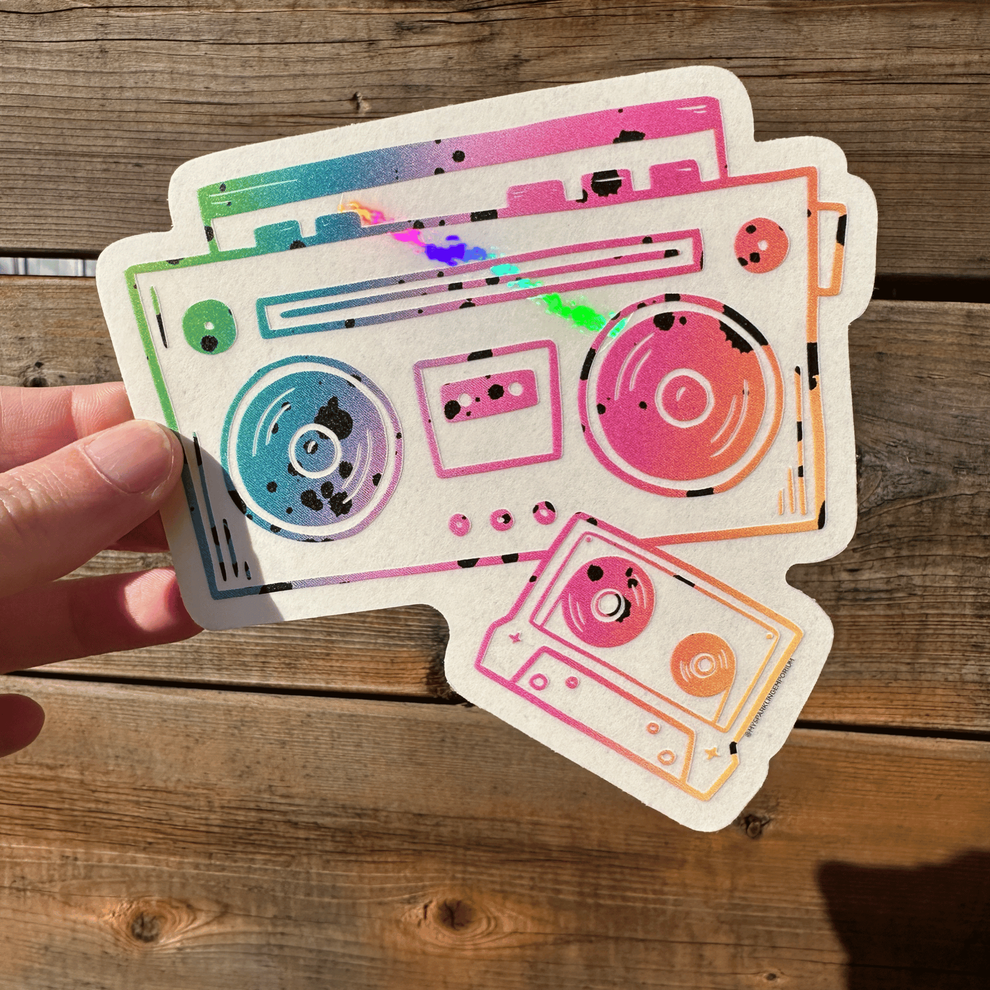 Boombox Suncatcher Sticker