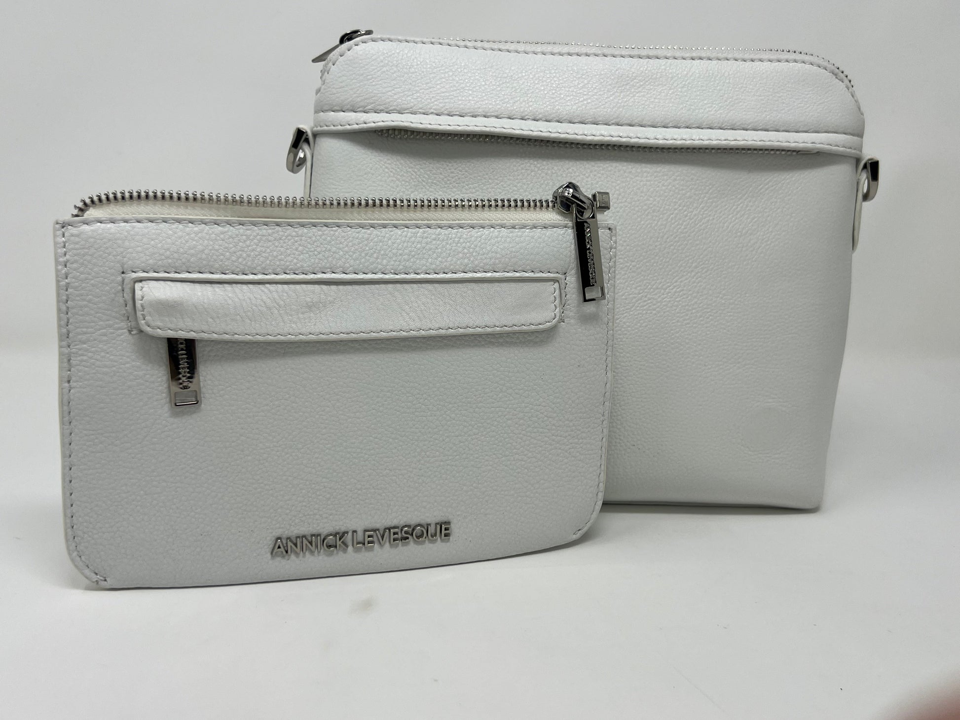 Small White Leather Shoulder Bag, Brigitte