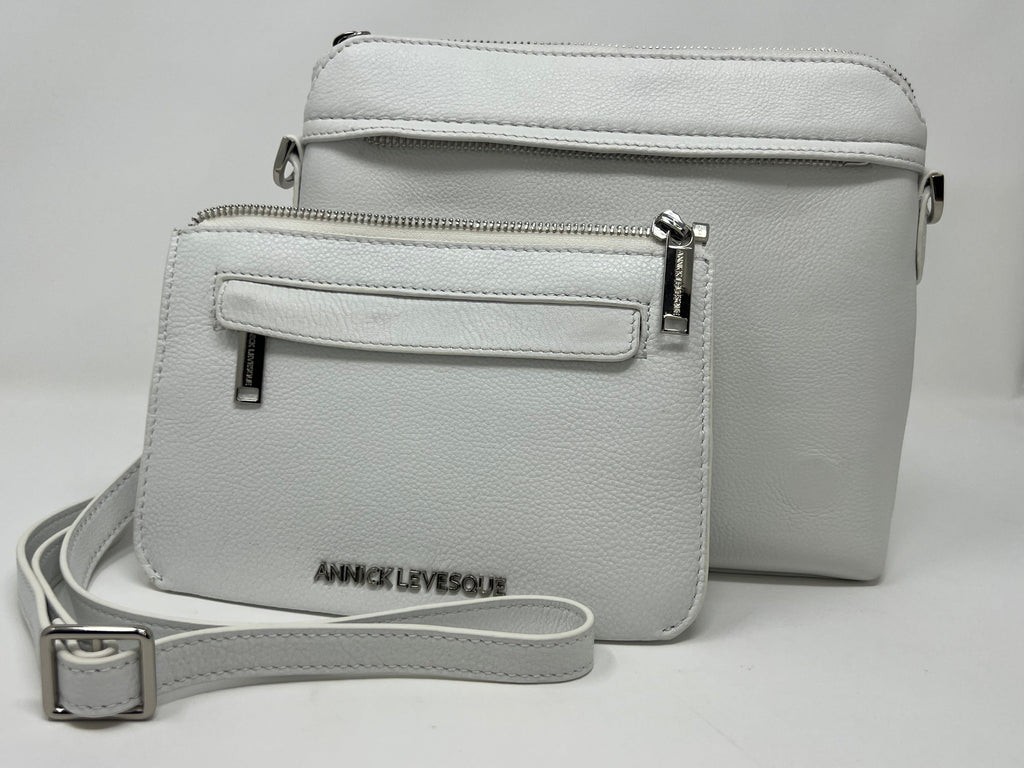 Small White Leather Shoulder Bag, Brigitte