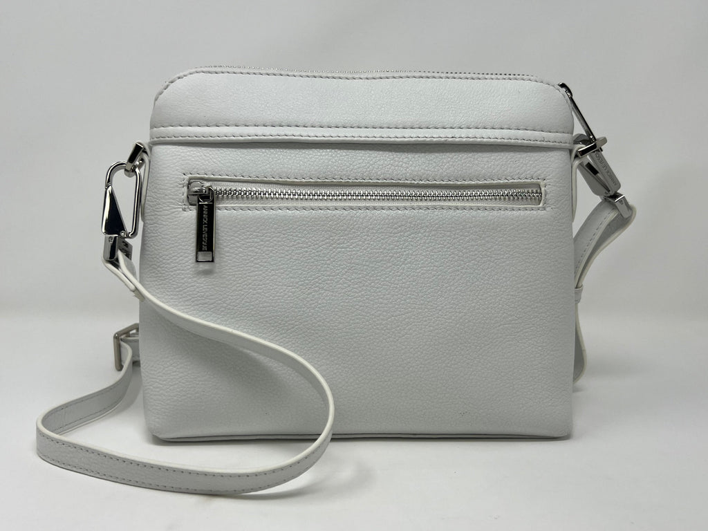 Small White Leather Shoulder Bag, Brigitte
