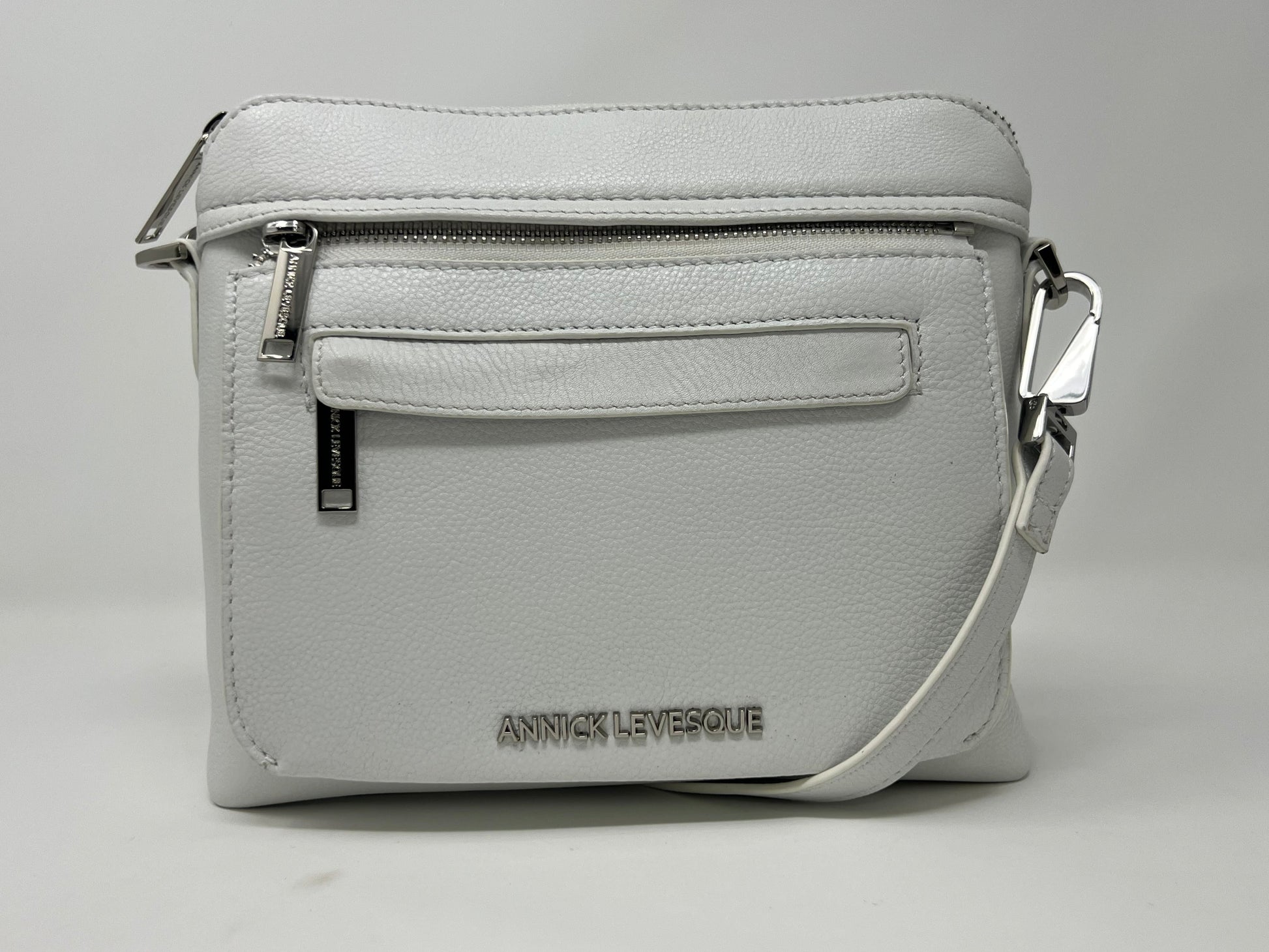 Petit Sac à Bandoulière en Cuir Blanc, Brigitte