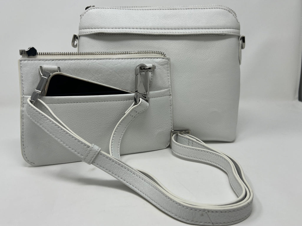 Small White Leather Shoulder Bag, Brigitte