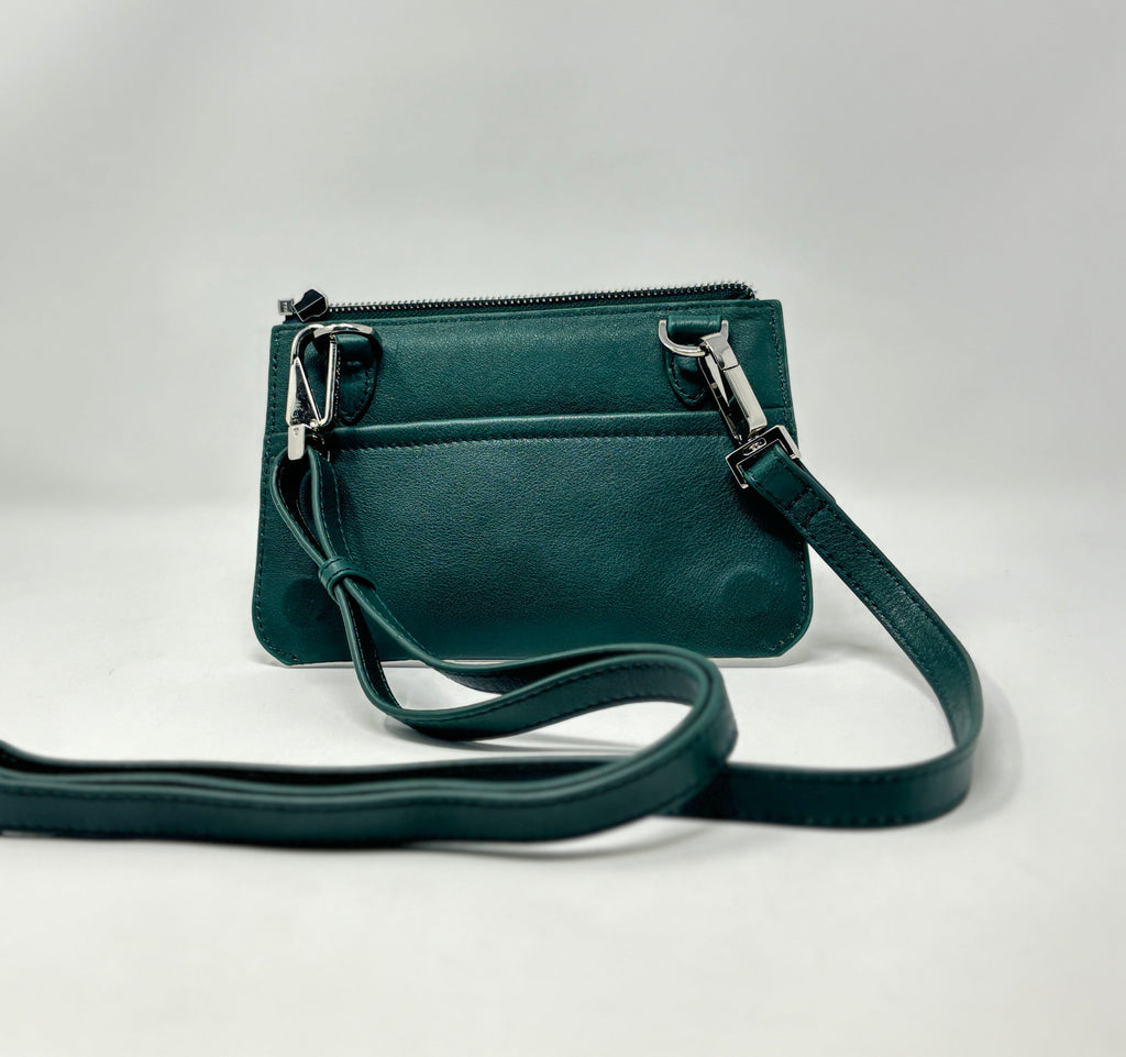 Small Dark Green Leather Shoulder Bag, Brigitte