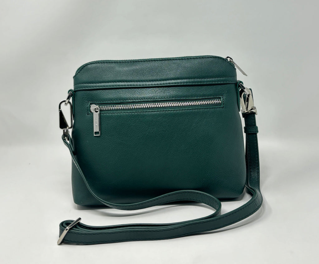 Small Dark Green Leather Shoulder Bag, Brigitte