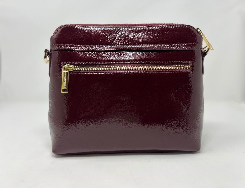 Small Burgundy Patent Leather Shoulder Bag, Brigitte