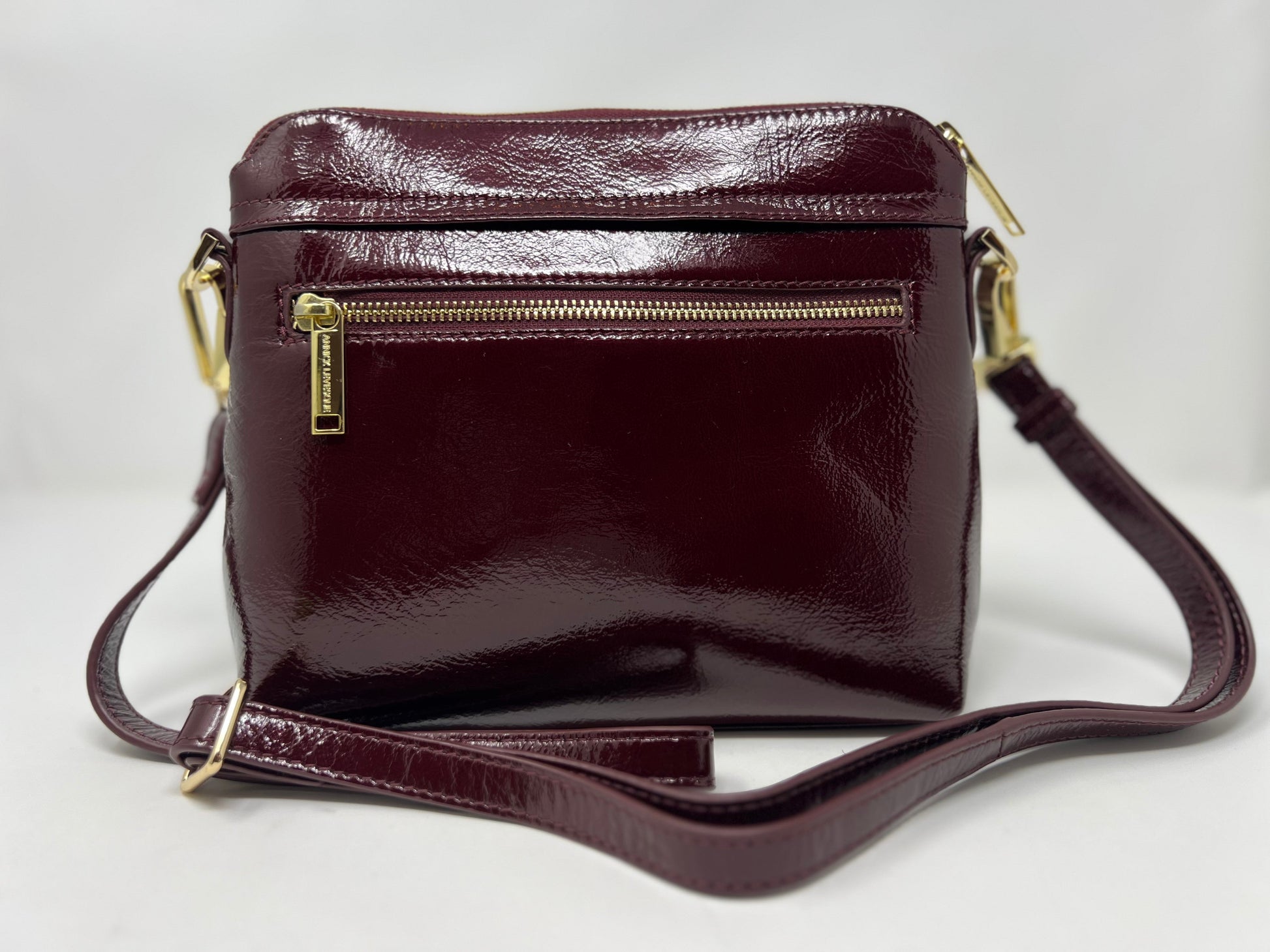 Small Burgundy Patent Leather Shoulder Bag, Brigitte