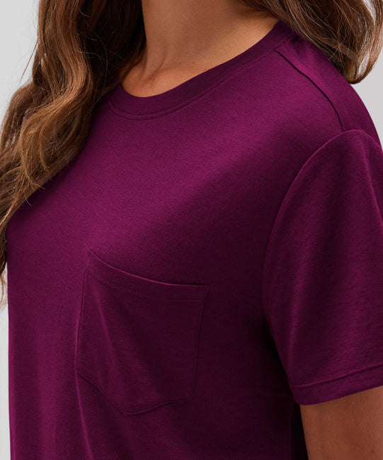 T-shirt à poche carrée en laine mérinos pour femme