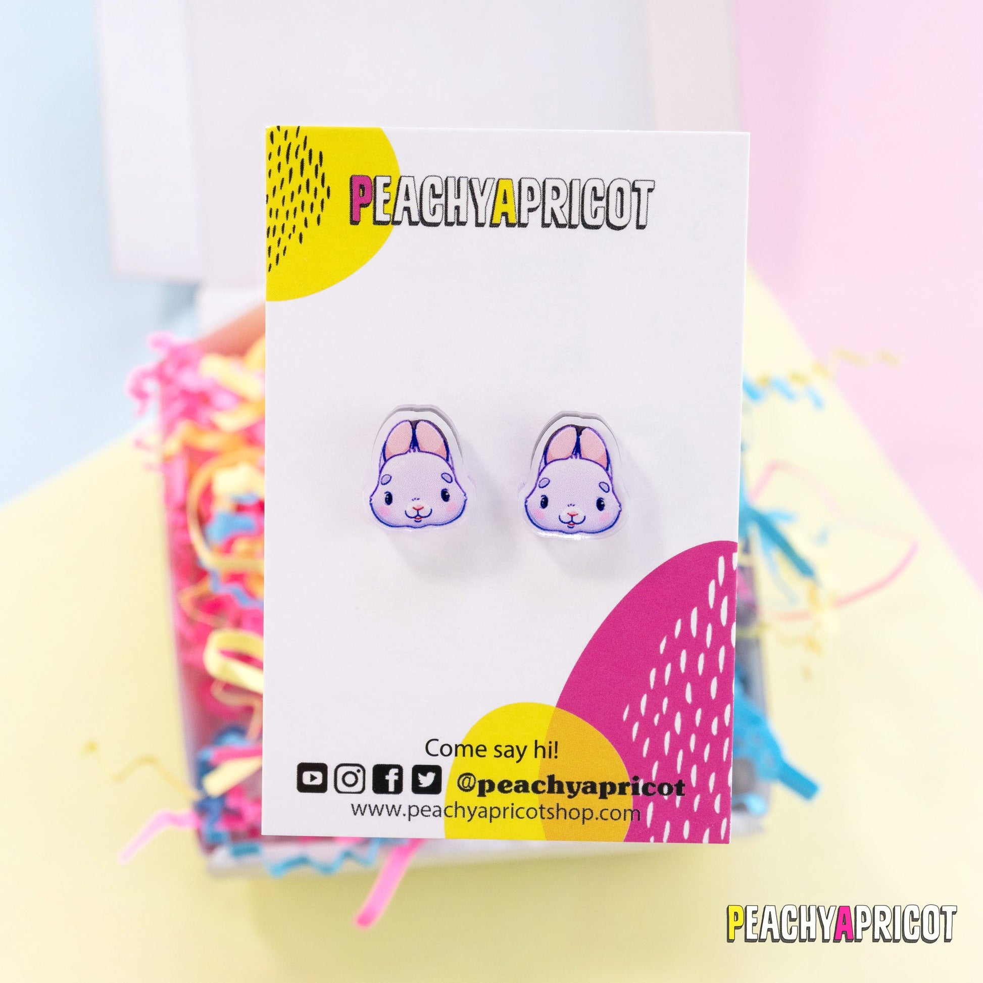 Boucles d'oreilles en acrylique motif lapin pastel mignon