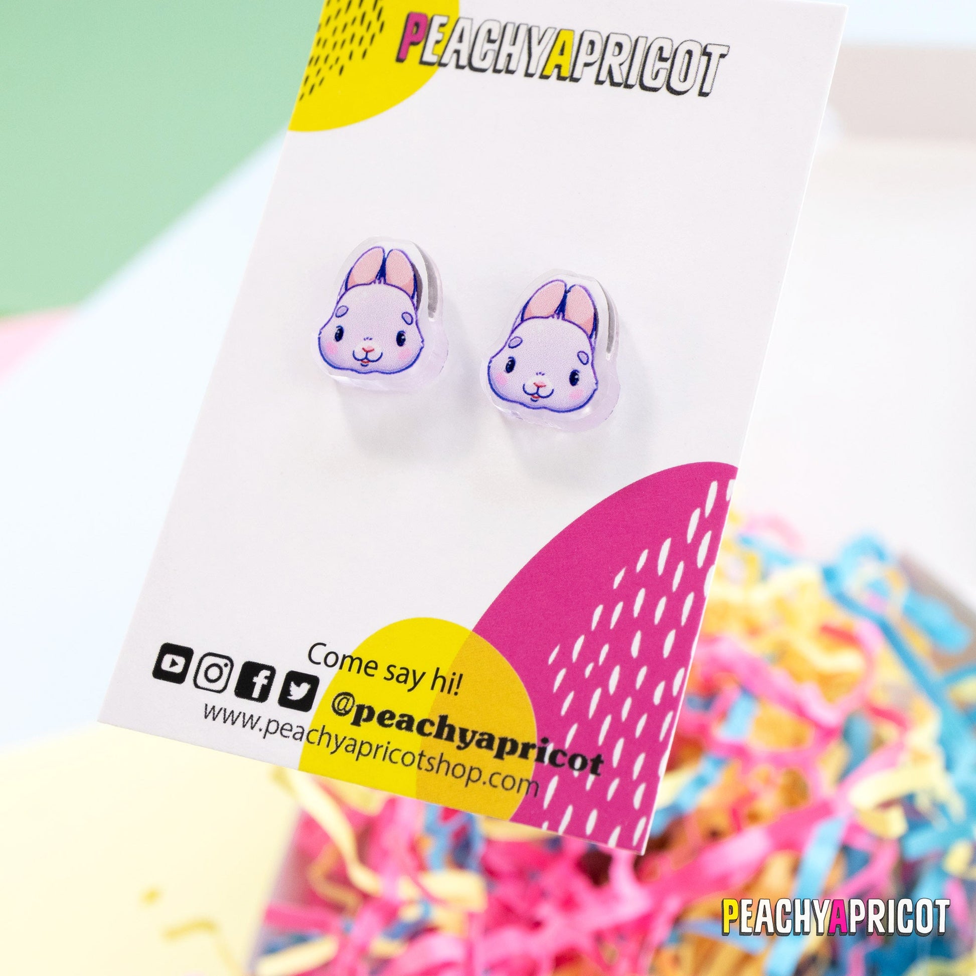 Boucles d'oreilles en acrylique motif lapin pastel mignon